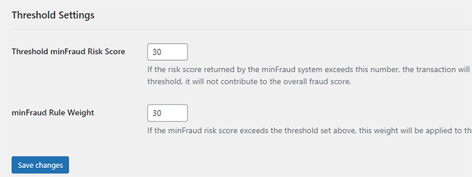 Rules to calculate risk score