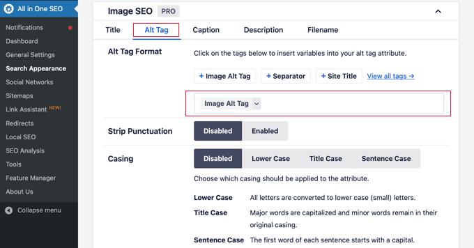 Customizing the Alt Tag in AIOSEO