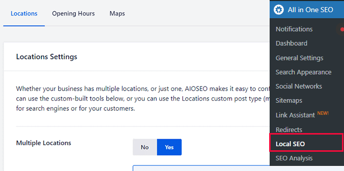 Local SEO settings