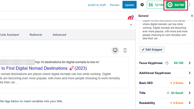 TruSEO score panel