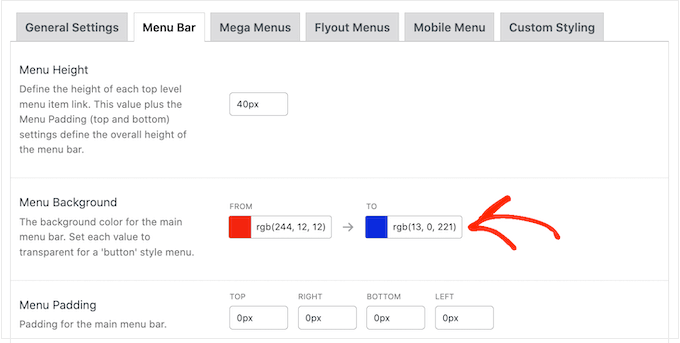 Enabling mega menus on different areas of a WordPress website or blog