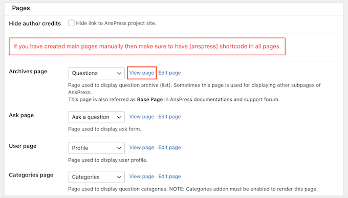 Changing the question and answer settings in WordPress