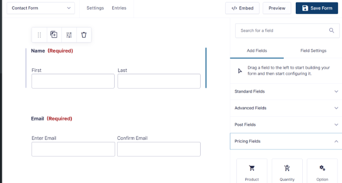 Gravity forms builder