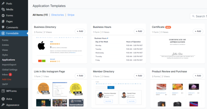 Application templates