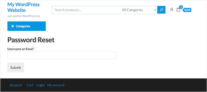 A custom password reset form