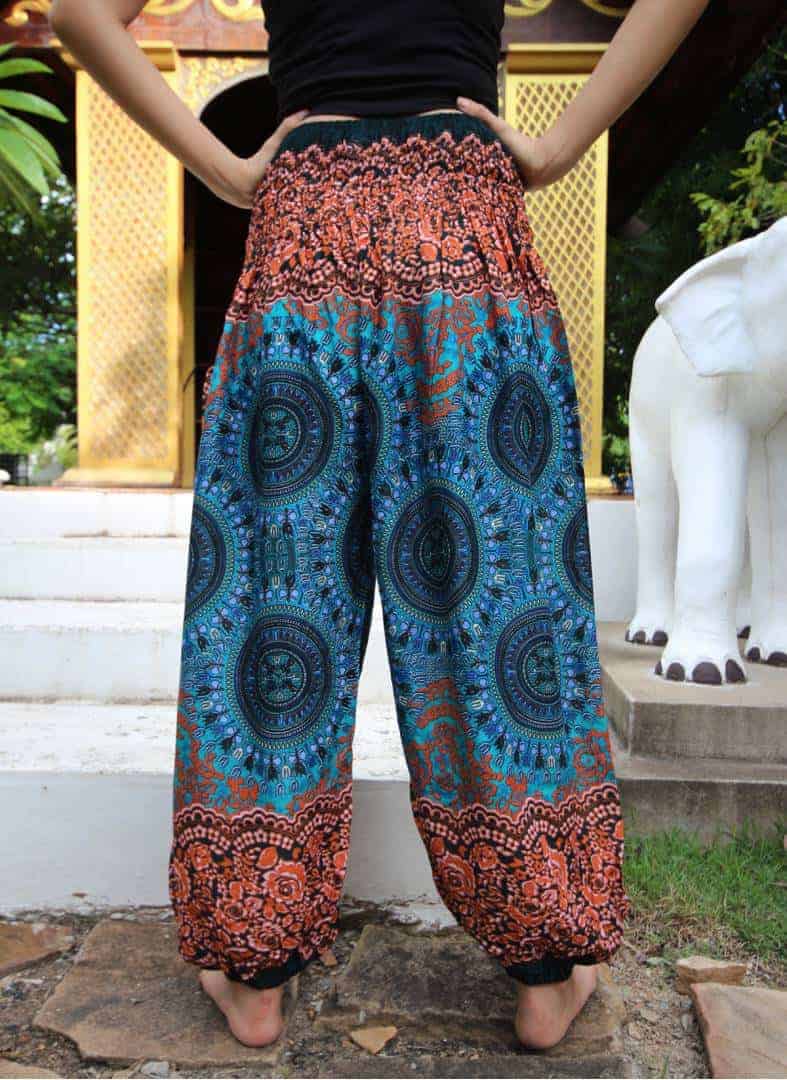 Plus Size Hippie Pants Boho Yoga Pants Harem pants Flower in