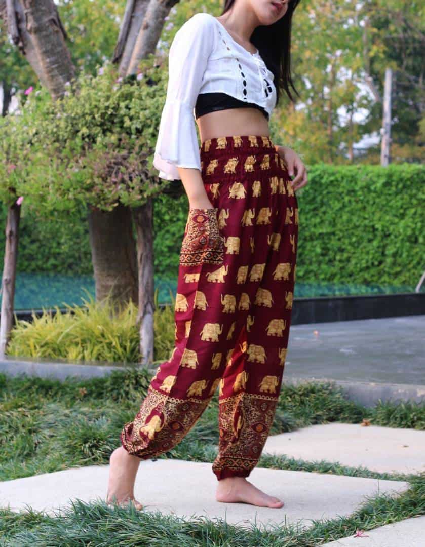 Buy BOHO HAREM PANTS Women Lounge Flowy Yoga Pants Hippie Festival Pants  With Pockets Floral Baggy Genie Pants Online in India 