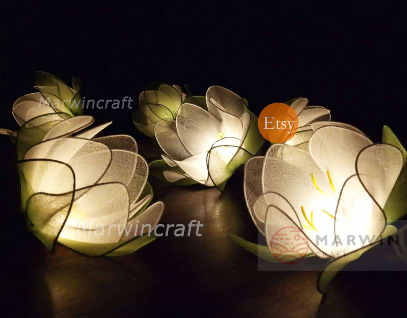 Guirlande Lumineuse Micro LED à 20 Fleurs de Lotus –