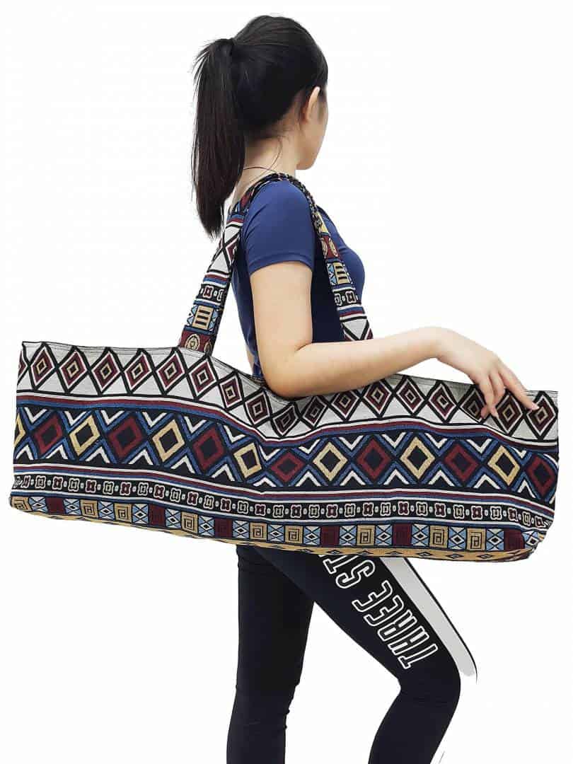 Handmade Yoga Mat Bag Sports Bags Woven Cotton Yoga Bag Tote Yoga Sling bag  Pilates Bag Pilates Mat Bag Canvas Bag Women yoga bag (YB190) - LaFactory