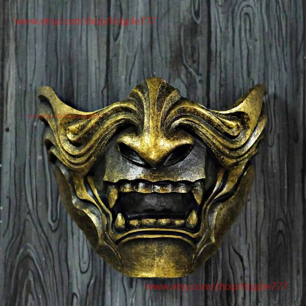 Art Masks Half Face Samurai Mask Oni Mempo Armor Japanese Noh For Airsoft Goggle Paintball Gun Motorcycle Rider Da513 The Only Marketplace With A Soul