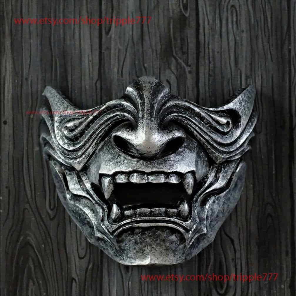 Art Masks Half Face Samurai Mask Oni Mempo Armor Japanese Noh For Airsoft Goggle Paintball Gun Motorcycle Rider Da514 The Only Marketplace With A Soul