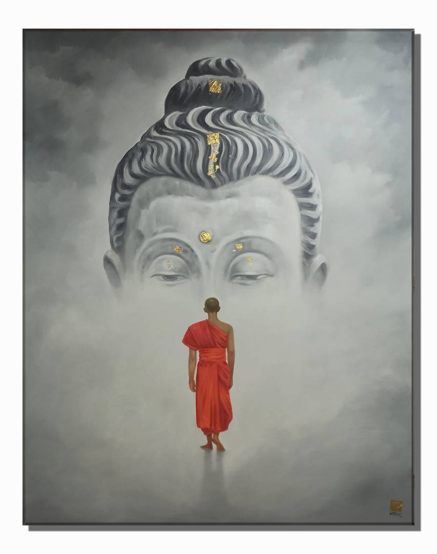 Bouddha Meditation 150cm - Orange
