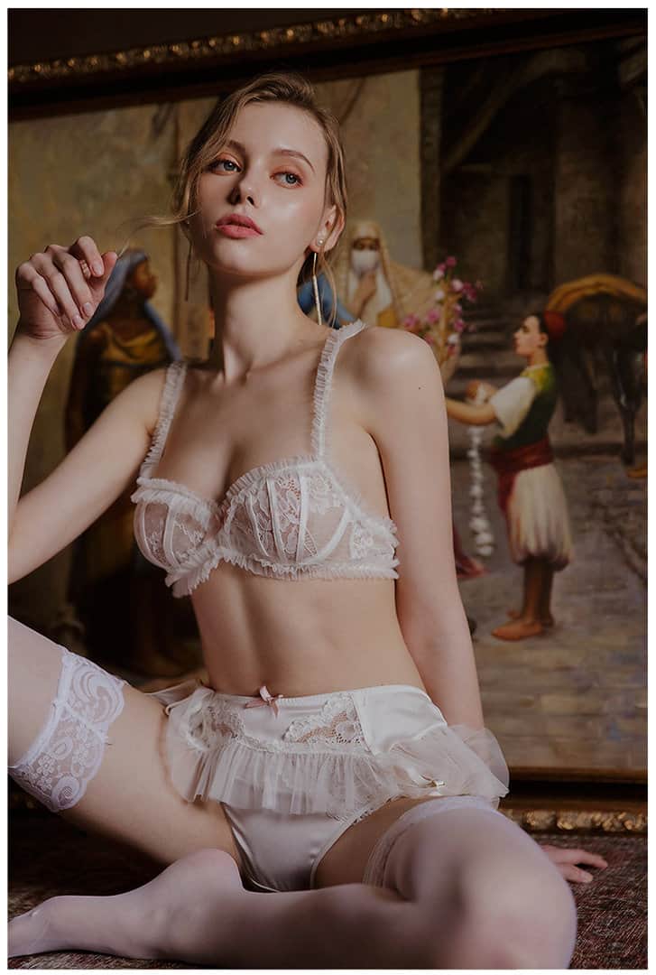 Fairy Lace Bra and Panty Set with Garter Sexy Pajamas
