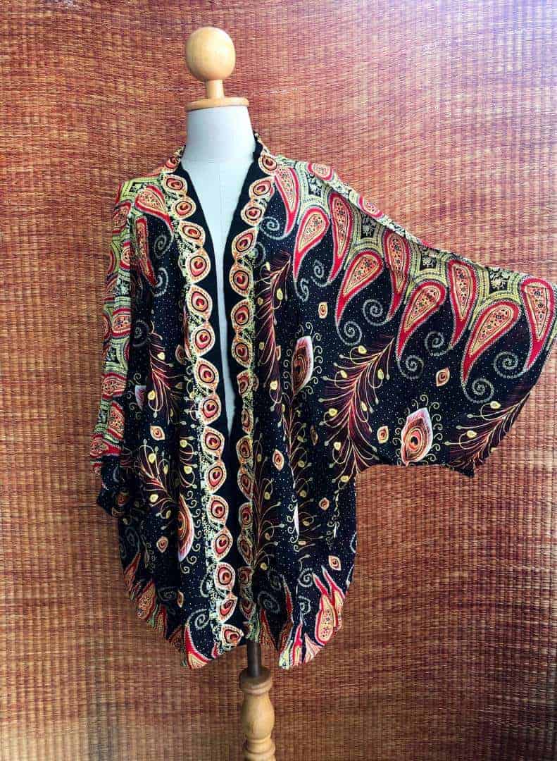 Blue/green tribal hi/low paisley bohemian print sheer kimono cardigan/boho floral cover up blouse/gypsy festival top/sml/plus size/one size