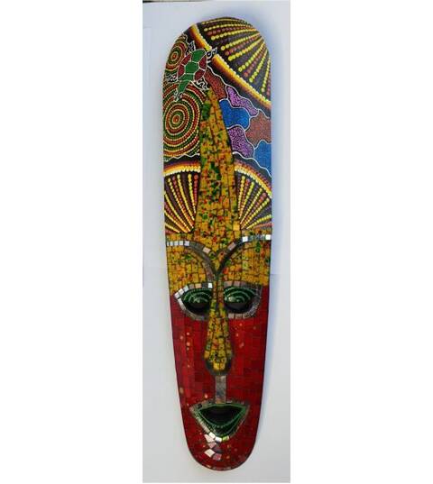 Aborigen Mask 50cm with Red Mosaics from Bali-